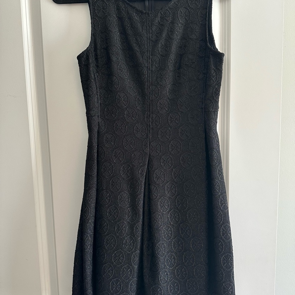 Blue Rain Textured Black Textured Midi Dress
